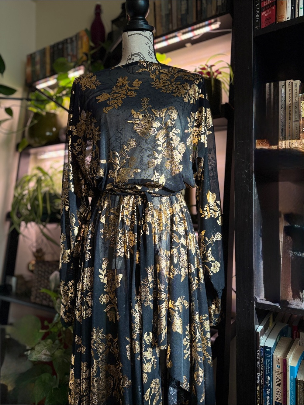 BlackMilk | Gold Foil Floral Dance Teacher Dress - Picture 4 of 6
